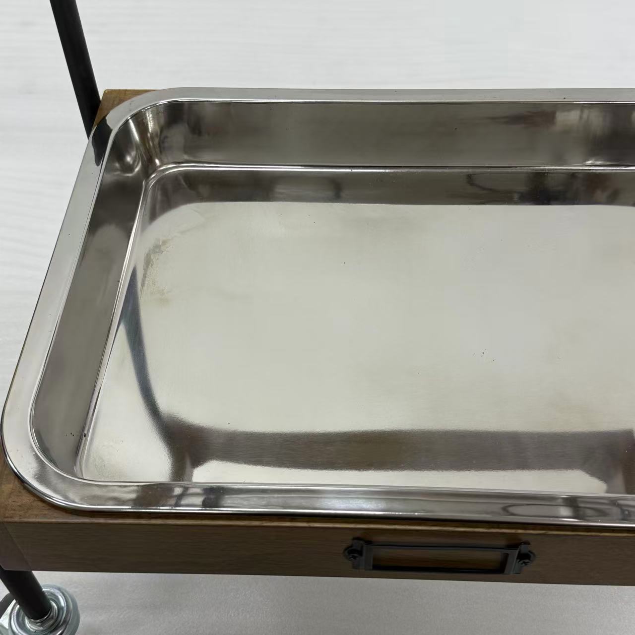 アウトレット 3段ウッドワゴン ステンレストレイ3枚 キャスター付き(BR)【完成品出荷】OL2135 通常価格¥19,580