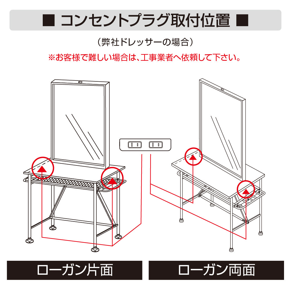 コンセントプラグ取付配置
