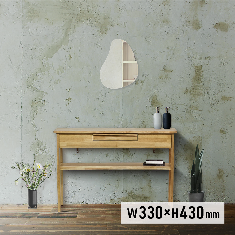 おしゃれなサロンになるウォールアートミラー【MRO17】とウッドコンソール