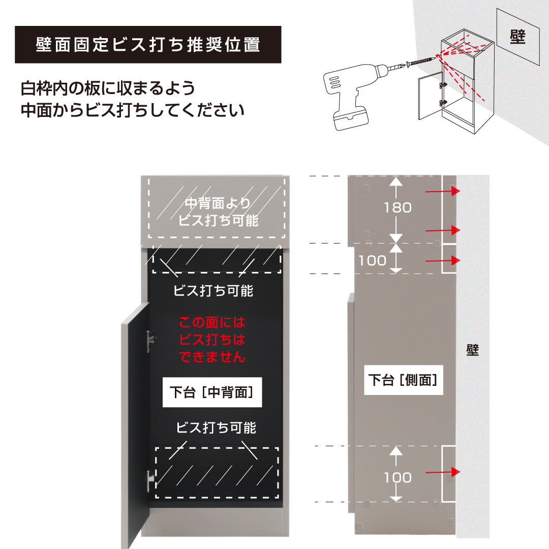 壁面固定の説明(下台)