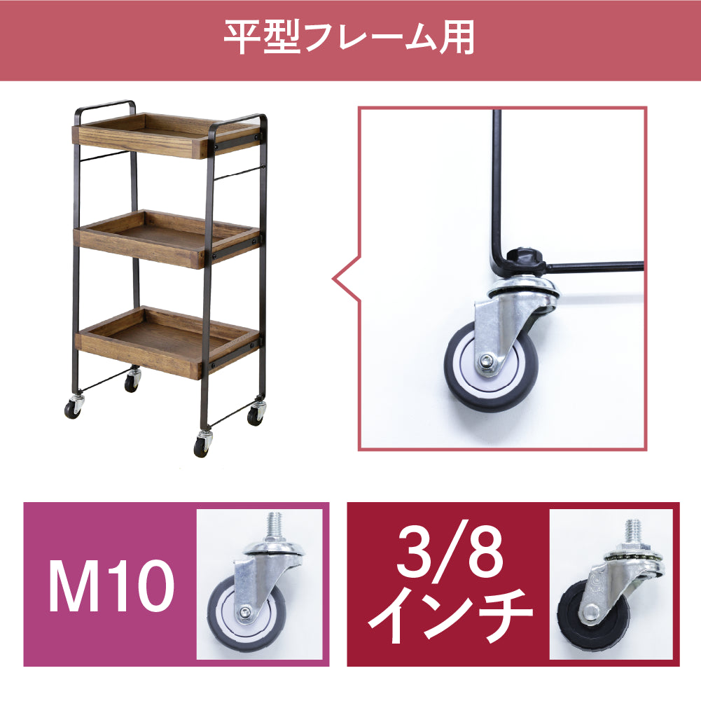 ワゴンキャスターの種類:平柄フレーム用