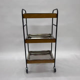 アウトレット 3段ウッドワゴン ステンレストレイ3枚 キャスター付き(BR)【完成品出荷】OL2123 通常価格￥19,580