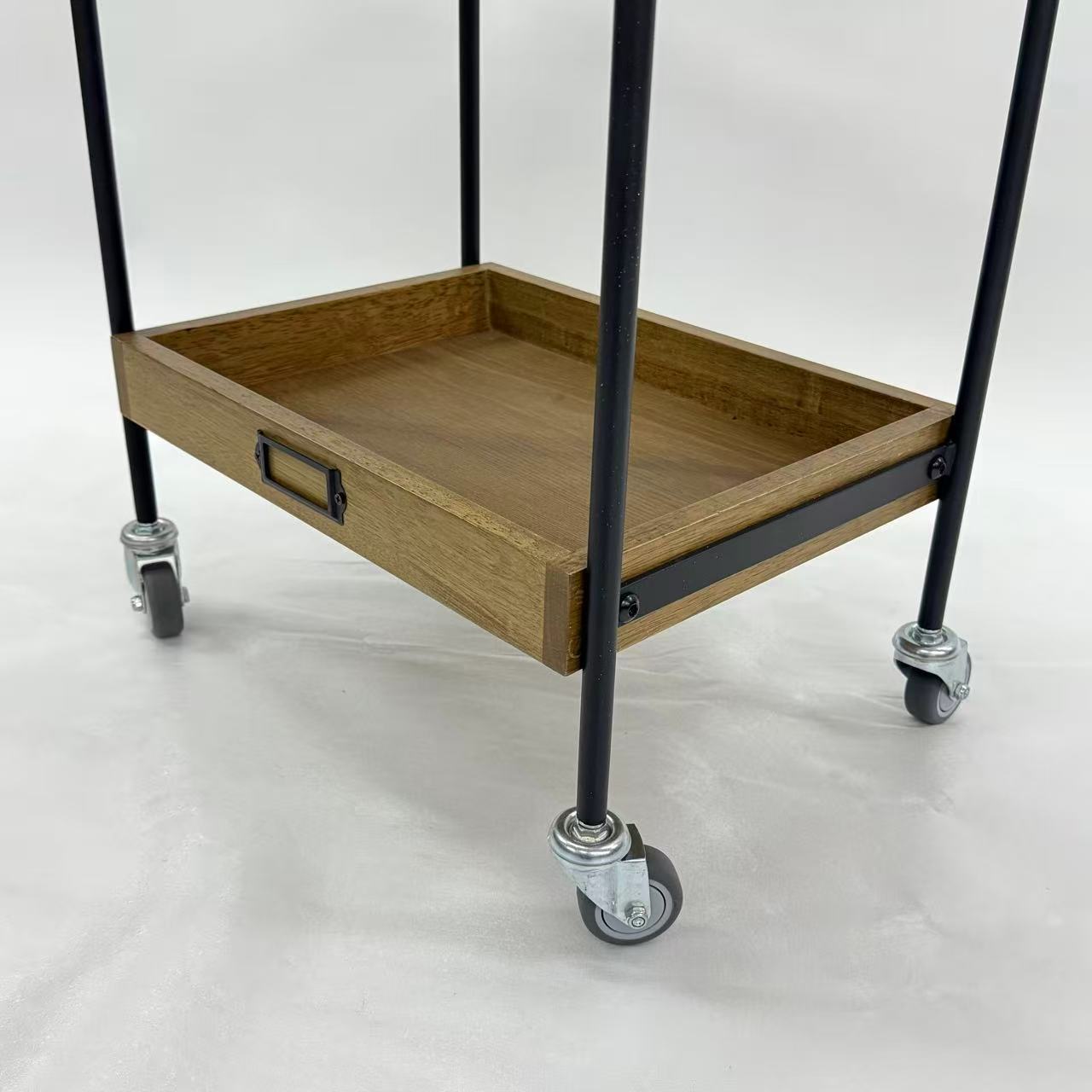 アウトレット 3段ウッドワゴン ステンレストレイ無し キャスター付き(BR)【完成品出荷】OL2134 通常価格￥16,280