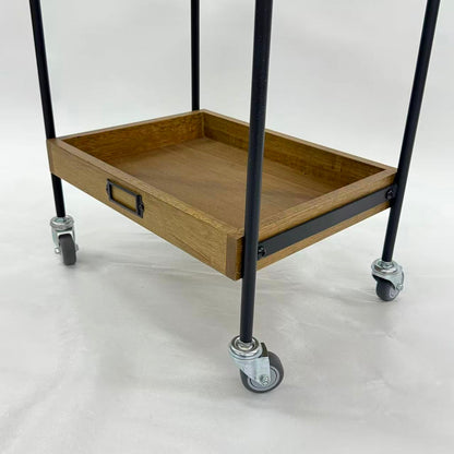 アウトレット 3段ウッドワゴン ステンレストレイ無し キャスター付き(BR)【完成品出荷】OL2134 通常価格￥16,280