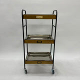 アウトレット 3段ウッドワゴン ステンレストレイ3枚 キャスター付き(BR)【完成品出荷】OL2123 通常価格￥19,580