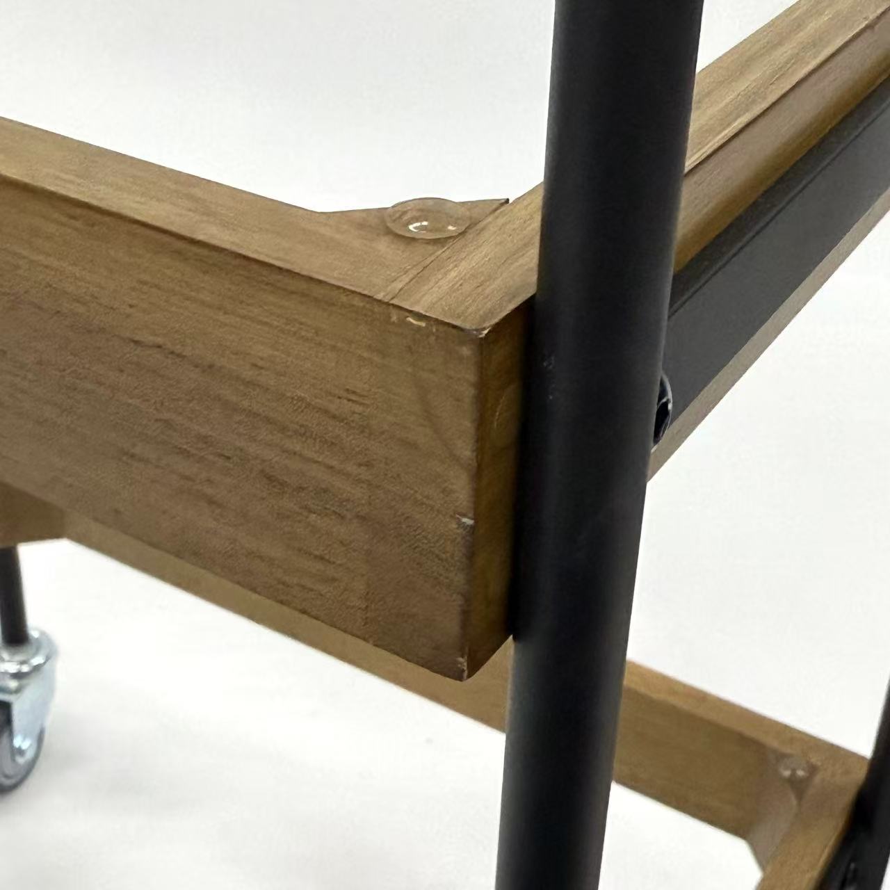 アウトレット 3段ウッドワゴン ステンレストレイ3枚 キャスター付き(BR)【完成品出荷】OL2139 通常価格￥19,580