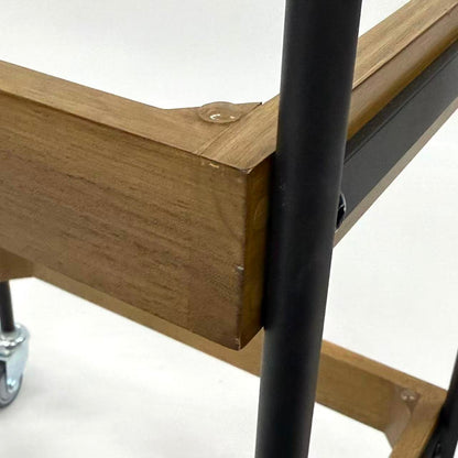 アウトレット 3段ウッドワゴン ステンレストレイ3枚 キャスター付き(BR)【完成品出荷】OL2139 通常価格￥19,580