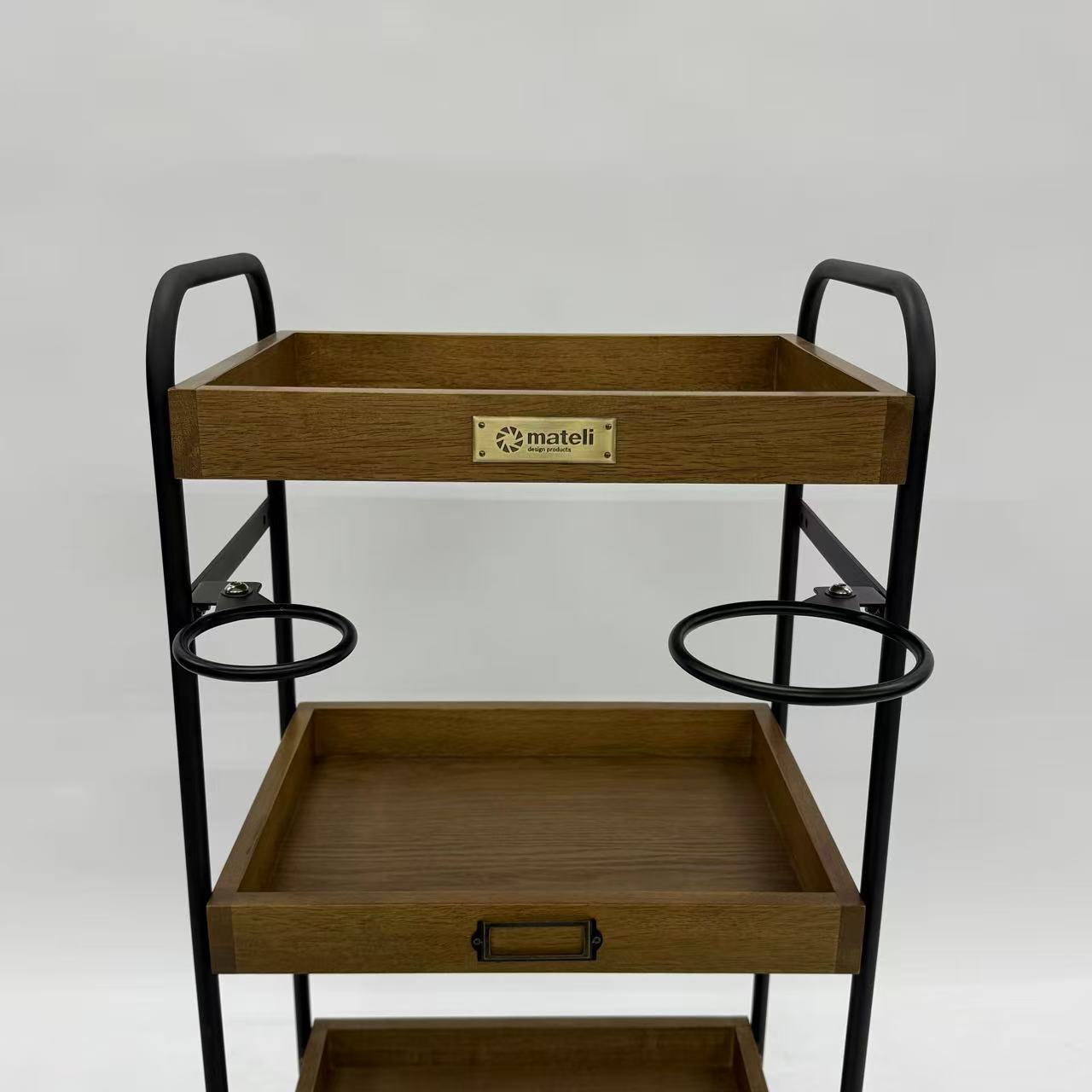 アウトレット 3段ウッドワゴン ステンレストレイ無し キャスター付き(BR)【完成品出荷】OL2134 通常価格￥16,280