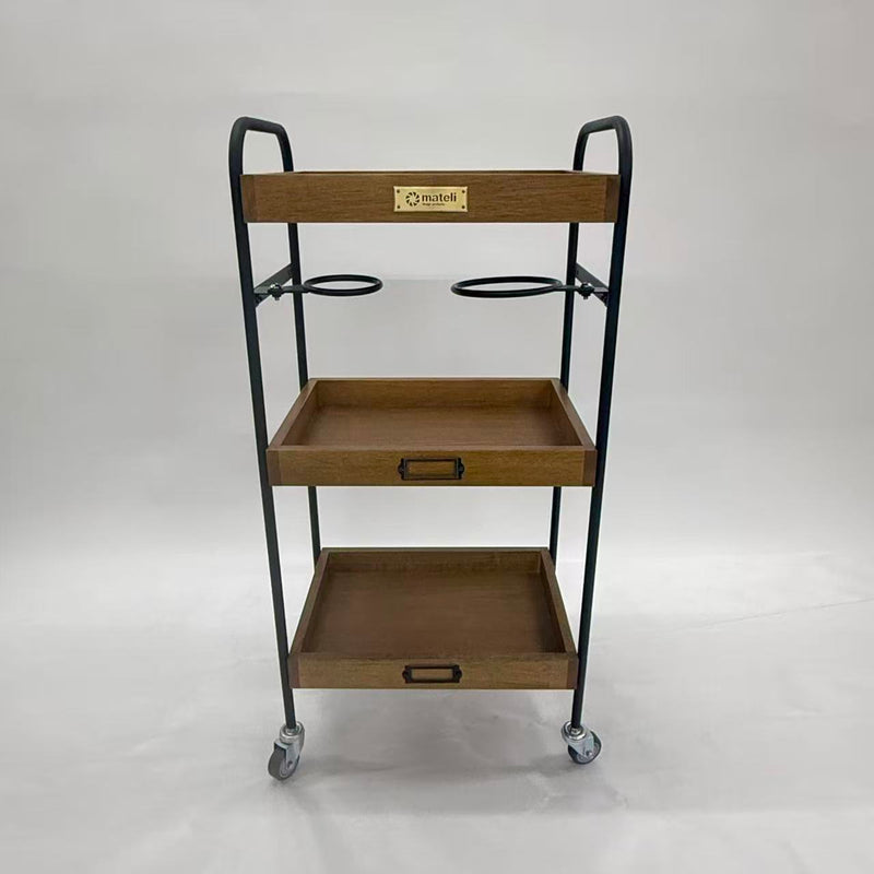 アウトレット 3段ウッドワゴン ステンレストレイ無し キャスター付き(BR)【完成品出荷】OL2134 通常価格￥16,280