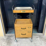 アウトレット 2段引き出しウッドワゴン ステンレストレイ1枚 キャスター付き(BR)【完成品出荷】OL2222通常価格￥32,780