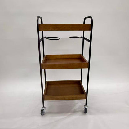 アウトレット 3段ウッドワゴン ステンレストレイ無し キャスター付き(BR)【完成品出荷】OL2134 通常価格￥16,280
