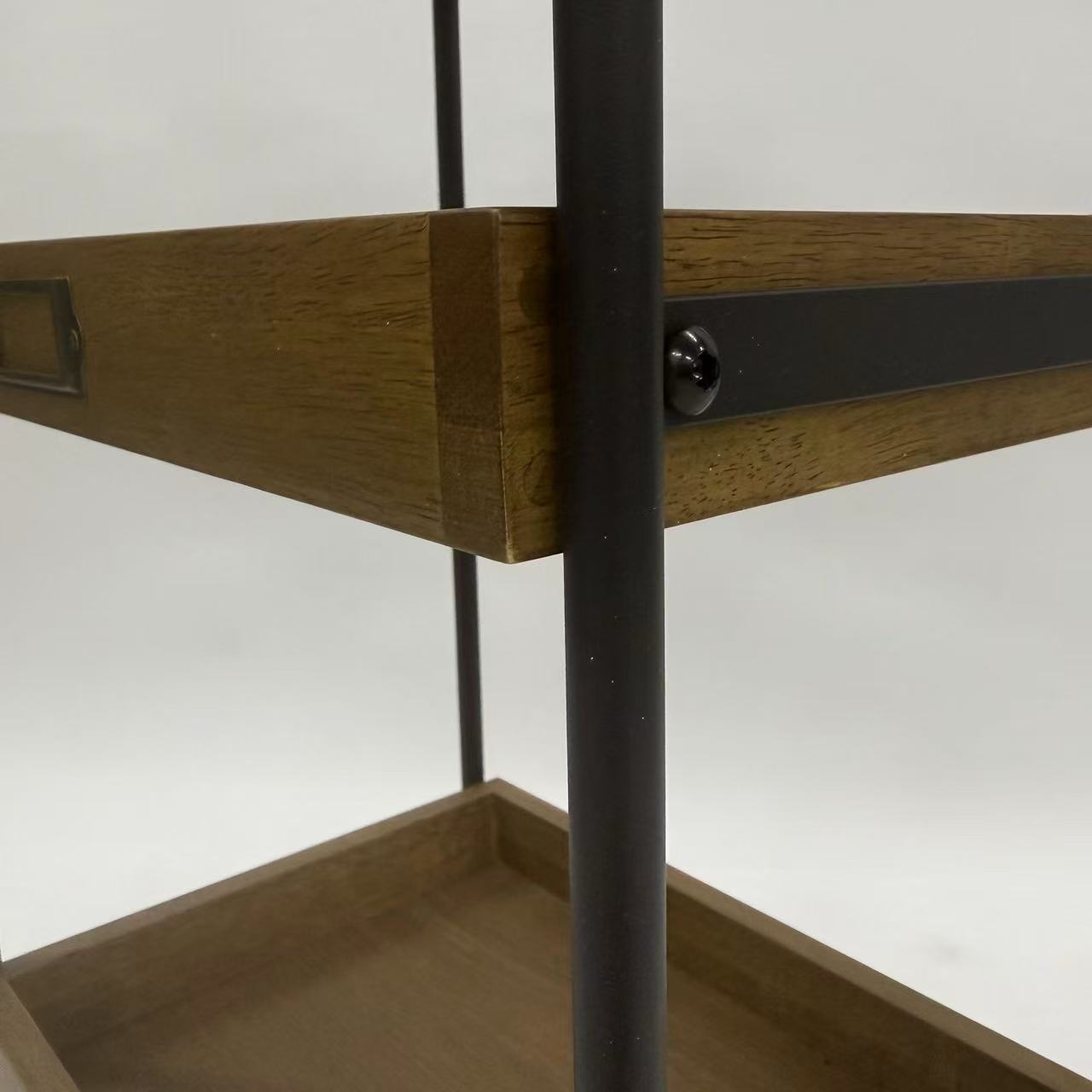 アウトレット 3段ウッドワゴン ステンレストレイ無し キャスター付き(BR)【完成品出荷】OL2134 通常価格￥16,280