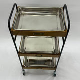 アウトレット 3段ウッドワゴン ステンレストレイ3枚 キャスター付き(BR)【完成品出荷】OL2123 通常価格￥19,580