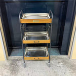 アウトレット 3段ウッドワゴン ステンレストレイ3枚 キャスター付き(BR)【完成品出荷】OL2218 通常価格￥19,580