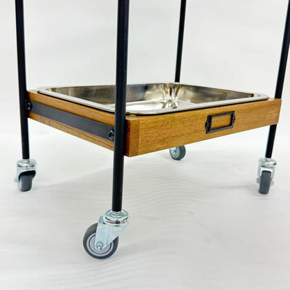 アウトレット 3段ウッドワゴン ステンレストレイ3枚 キャスター付き(BR)【完成品出荷】OL2141 通常価格￥19,580