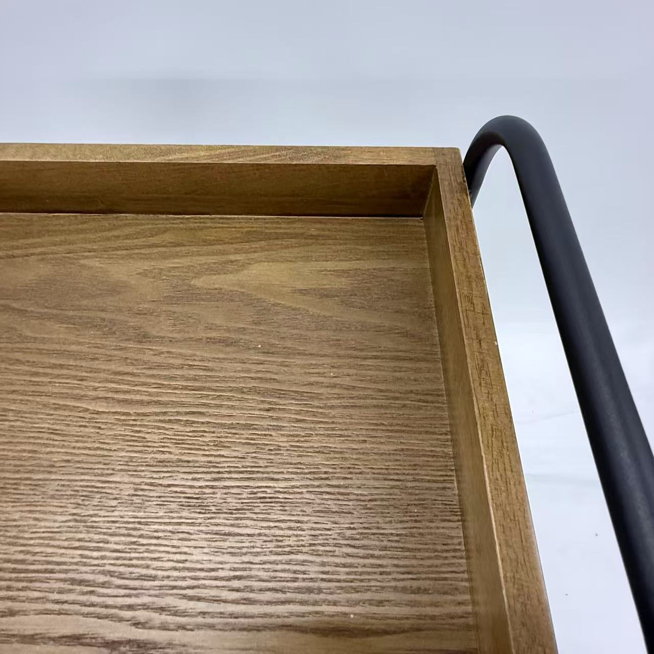 アウトレット 3段ウッドワゴン ステンレストレイ無し キャスター付き(BR)【完成品出荷】OL2126 通常価格￥16,280