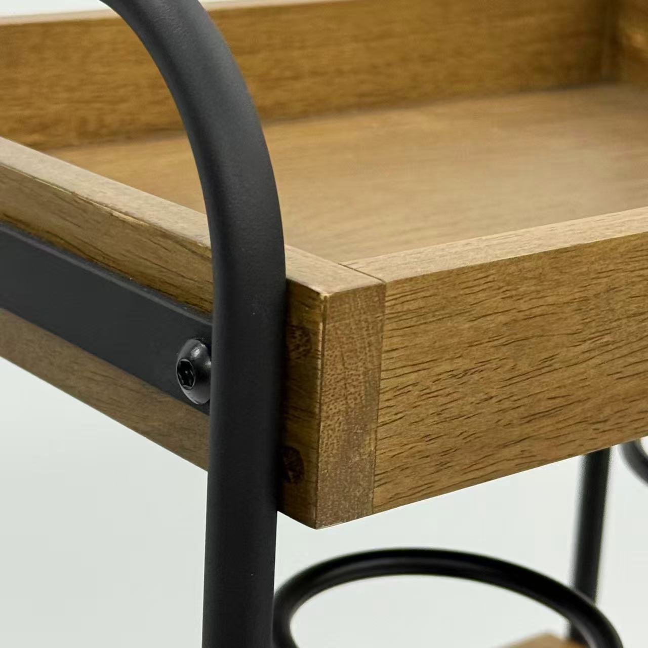 アウトレット 3段ウッドワゴン ステンレストレイ無し キャスター付き(BR)【完成品出荷】OL2134 通常価格￥16,280