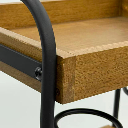 アウトレット 3段ウッドワゴン ステンレストレイ無し キャスター付き(BR)【完成品出荷】OL2134 通常価格￥16,280