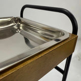 アウトレット 3段ウッドワゴン ステンレストレイ3枚 キャスター付き(BR)【完成品出荷】OL2123 通常価格￥19,580