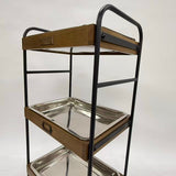 アウトレット 3段ウッドワゴン ステンレストレイ3枚 キャスター付き(BR)【完成品出荷】OL2123 通常価格￥19,580