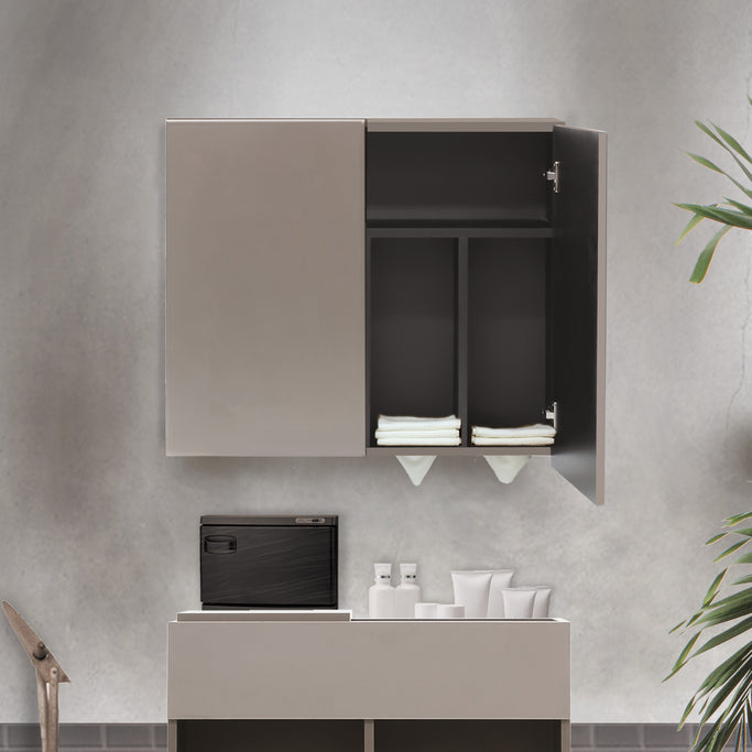 サロンにあるベージュグレー色フラットシャンプーキャビネット【上台】