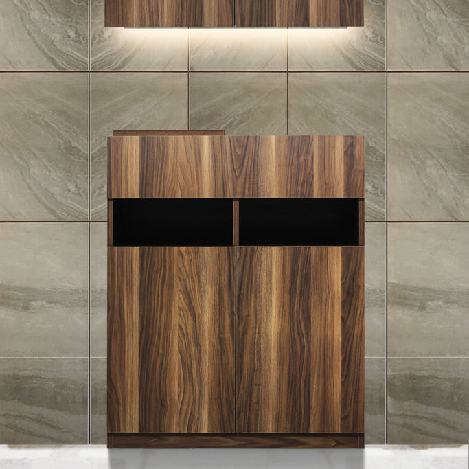 ダークブラウンウッド色のフラットシャンプーキャビネット【下台】