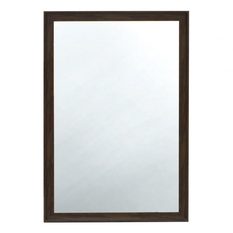 ダークブラウンウッド色ウッド調 壁面ミラー 正面