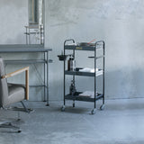 美容室にあるおしゃれなグレー色3段ウッドワゴン