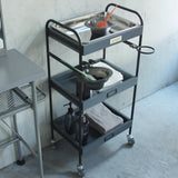 美容室にあるおしゃれなグレー色3段ウッドワゴン