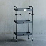 美容室にあるおしゃれなグレー色3段ウッドワゴン