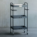 美容室にあるおしゃれなグレー色3段ウッドワゴン