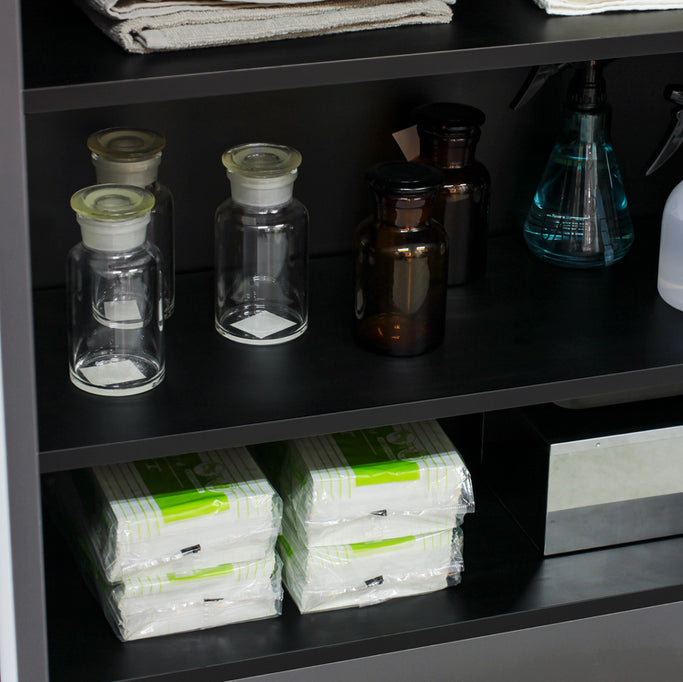 ダークグレー色ストック型キャビネット下台の詳細