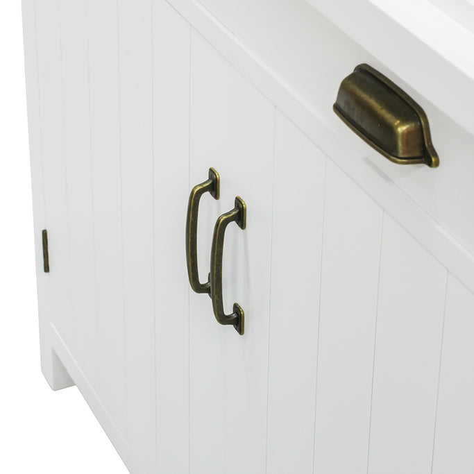 ホワイト色ディスプレイシェルフキャビネット ディテール写真