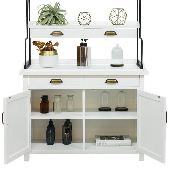 ホワイト色ディスプレイシェルフキャビネット ディテール写真