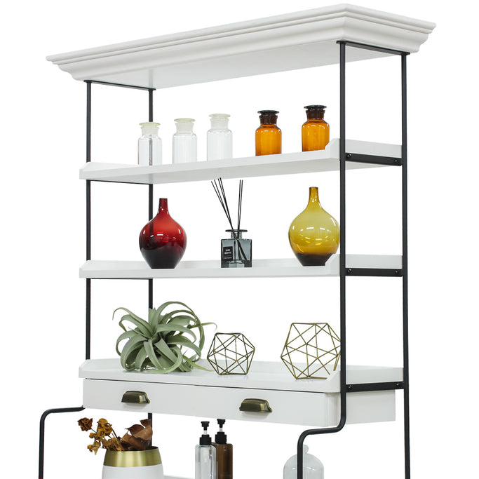 ホワイト色ディスプレイシェルフキャビネット ディテール写真