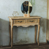 おしゃれなサロンにあるシャビーウッド色美容室セット面テーブル 【ネコ脚 コンソール】