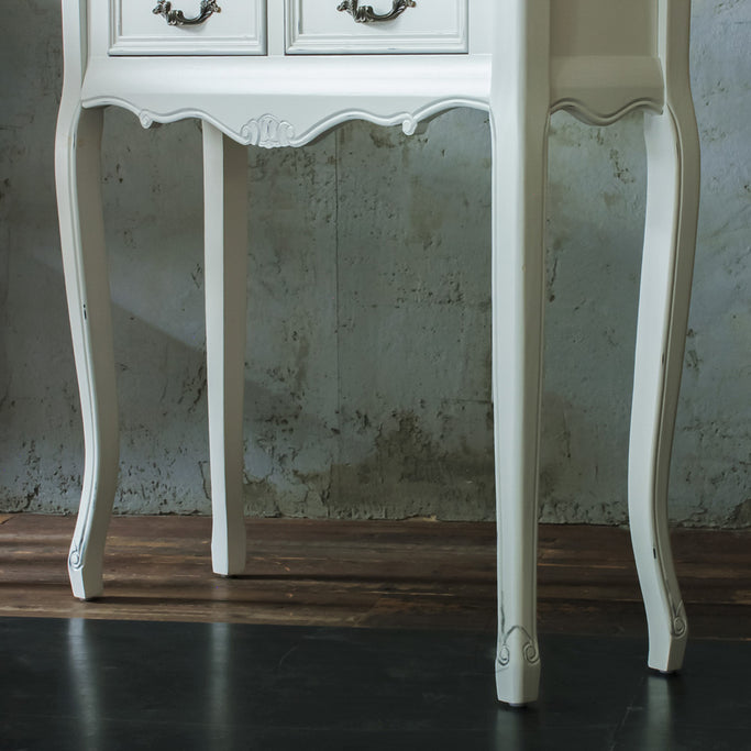 ホワイト色サロン専用コンソールのディテール写真【アンチーク・ネコ脚】