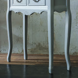 ブルーグレー色美容室セット面テーブルのディテール写真【アンチーク・ネコ脚】