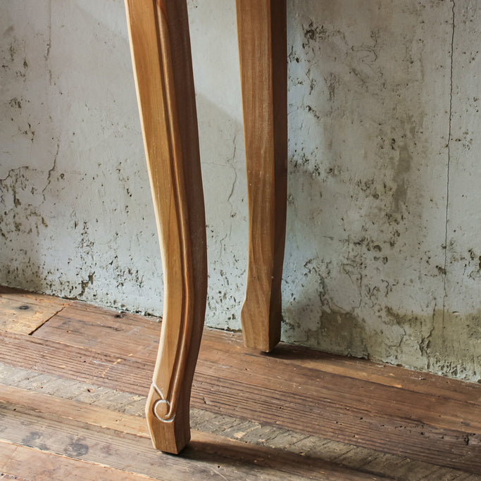 シャビーウッド色美容室セット面テーブル のディテール写真【アンチーク・ネコ脚】