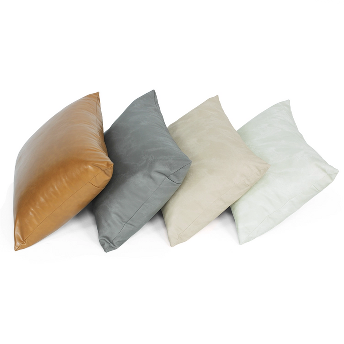 スタイリングチェア「エノラ」の4色のクッション：キャメル、ダークグレー、ベージュ、スモーキーホワイト