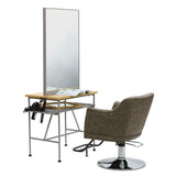 グレー色アイアンドレッサー【ローガン】とスタイリングチェア