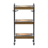 ステンレストレイ3枚付き3段ウッドワゴン