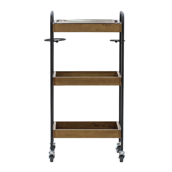 ステンレストレイ1枚付き3段ウッドワゴン