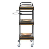 ステンレストレイ3枚付き3段ウッドワゴン