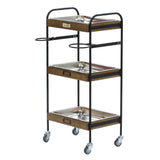 ステンレストレイ3枚付き3段ウッドワゴン