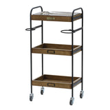 ステンレストレイ1枚付き3段ウッドワゴン