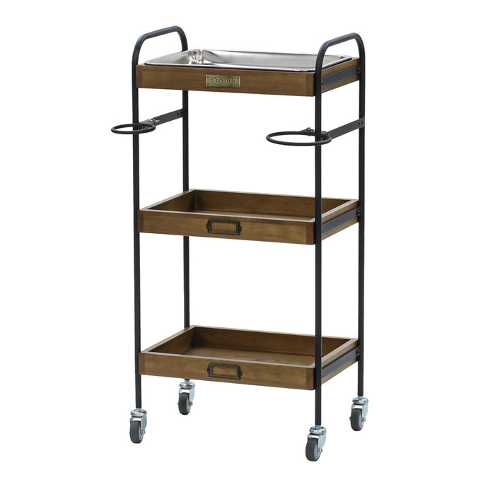 ステンレストレイ1枚付き3段ウッドワゴン