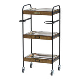 ステンレストレイ3枚付き3段ウッドワゴン