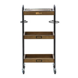 ステンレストレイ1枚付き3段ウッドワゴン