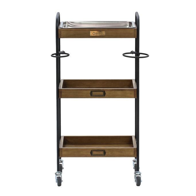 ステンレストレイ1枚付き3段ウッドワゴン